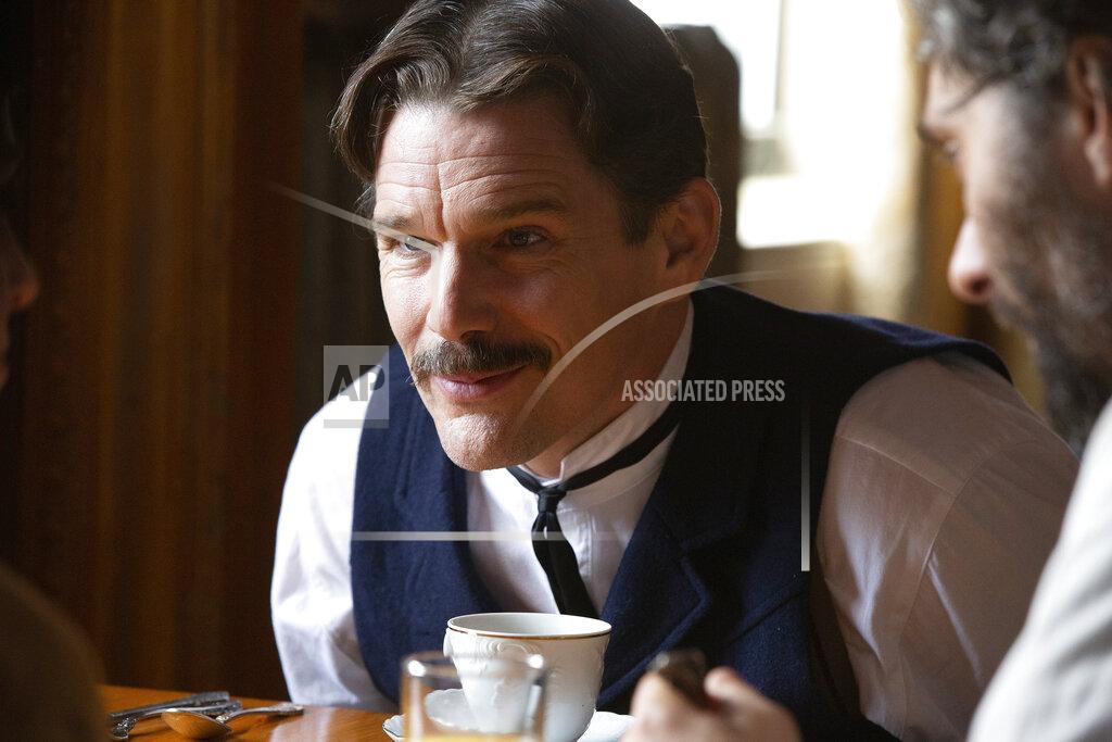 Cara Howe This image released by IFC Films shows Ethan Hawke in a scene from "Tesla." (Cara Howe/IFC Films via AP)