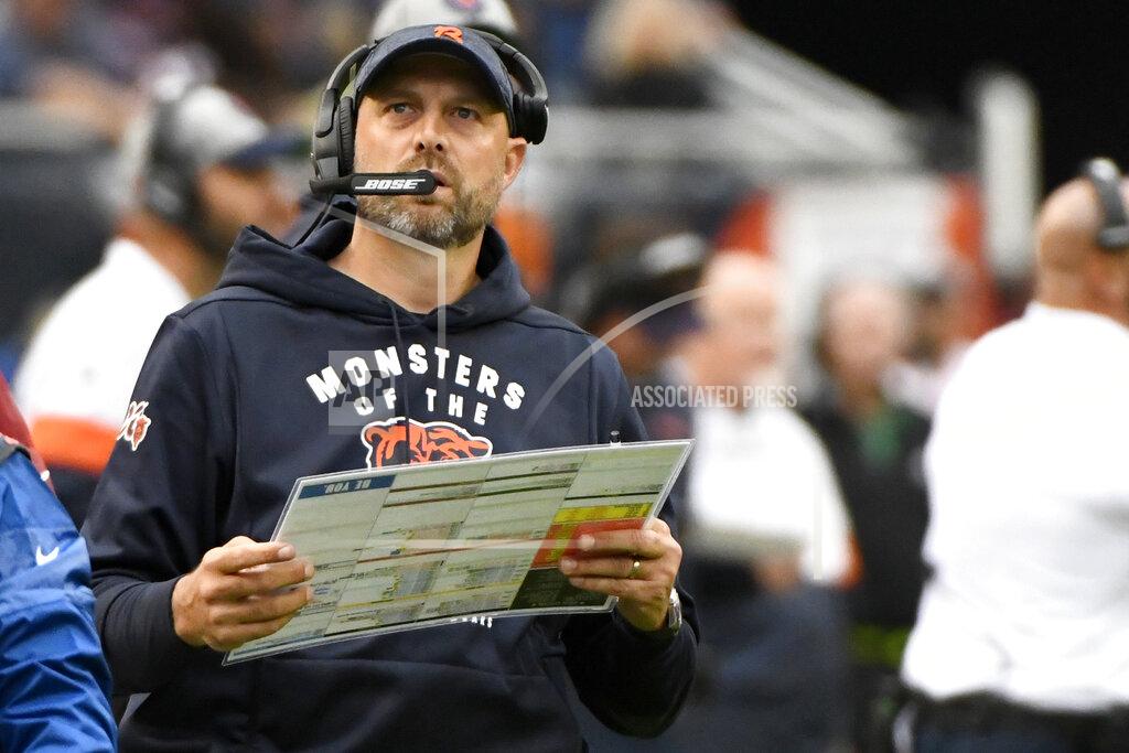 Matt Marton FILE - In this Sept. 29, 2019, file photo, Chicago Bears head coach Matt Nagy watches from the sidelines during the first half of an NFL football game against the Minnesota Vikings, in Chicago. Nagy indicated quarterback Mitchell Trubisky might be ready to return against the Saints. But whether it’s him or Chase Daniel behind center, the Bears have to figure out a way to get their ground game going. (AP Photo/Matt Marton, File)