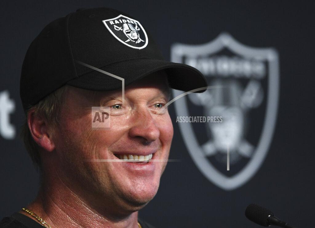 David Becker Las Vegas Raiders head coach Jon Gruden speaks to the media after an NFL football practice Saturday, July 31, 2021, in Henderson, Nev. (AP Photo/David Becker)