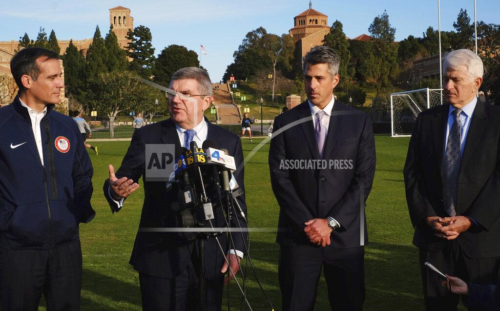 Thomas Bach, Eric Garcetti, Casey Wasserman, Gene Block Thomas Bach, Eric Garcetti, Casey Wasserman, Gene Block