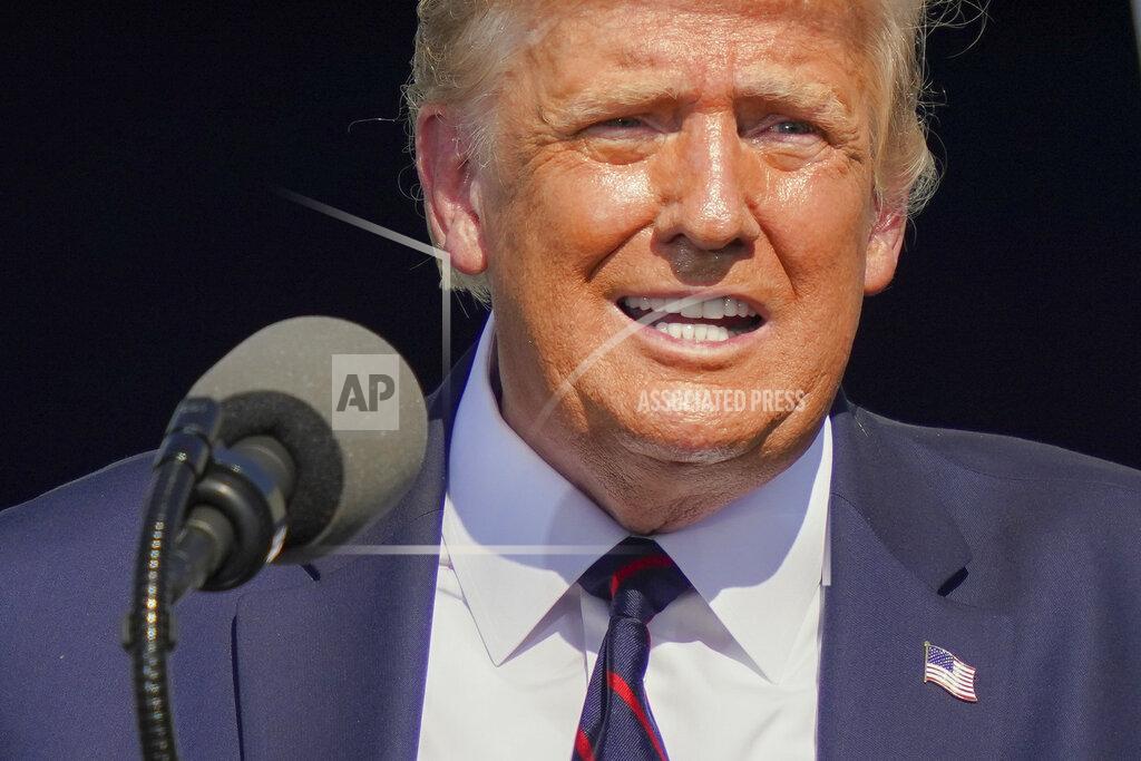 President Donald Trump speaks during a campaign rally at Mariotti Building Products, Thursday, Aug. 20, 2020, in Old Forge, Pa. (AP Photo/John Minchillo)