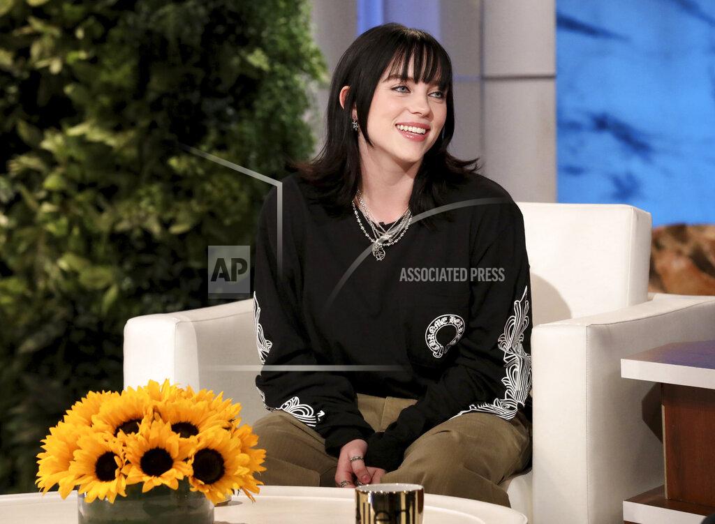 Michael Rozman In this photo released by Warner Bros., singer Billie Eilish appears at the final taping of "The Ellen DeGeneres Show" at the Warner Bros. lot in Burbank, Calif. (Michael Rozman/Warner Bros. via AP)