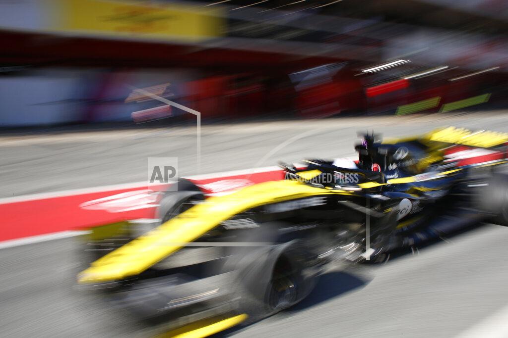 Joan Monfort Renault driver Daniel Ricciardo of Australia drives in the pit lane during a Formula One pre-season testing session at the Catalunya racetrack in Montmelo, outside Barcelona, Spain, Tuesday, Feb. 26, 2019. (AP Photo/Joan Monfort)