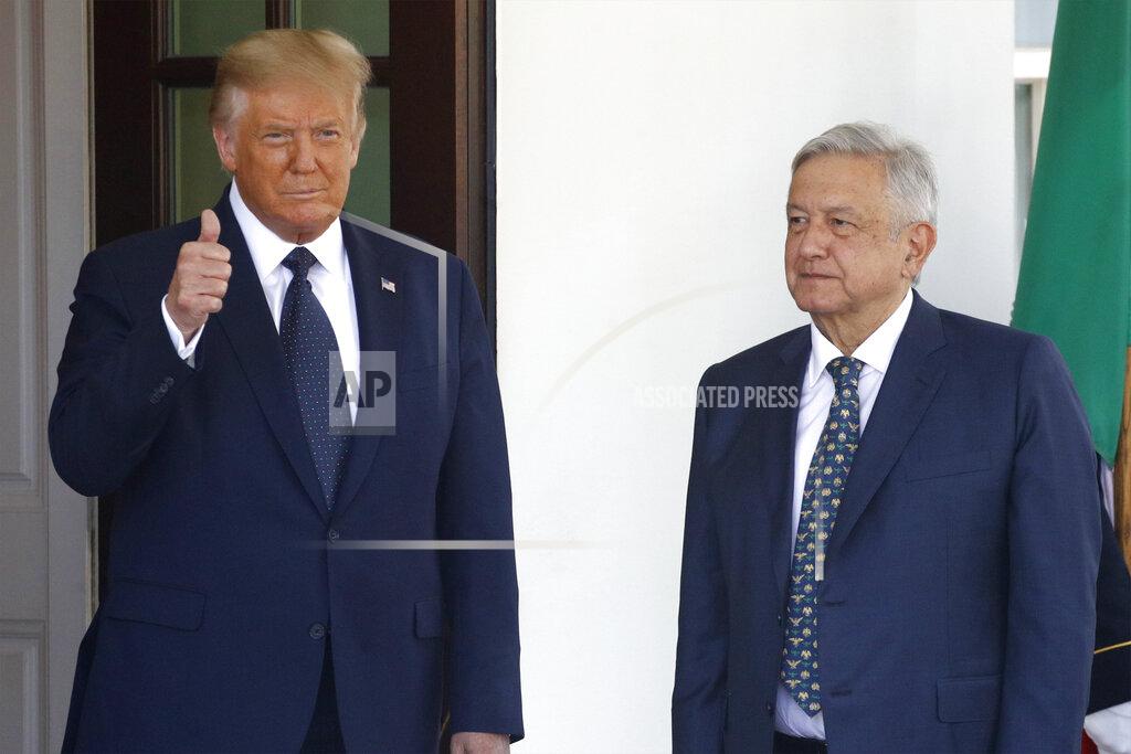 Patrick Semansky President Donald Trump greets Mexican President Andres Manuel Lopez Obrador at the White House in Washington, Wednesday, July 8, 2020. (AP Photo/Patrick Semansky)