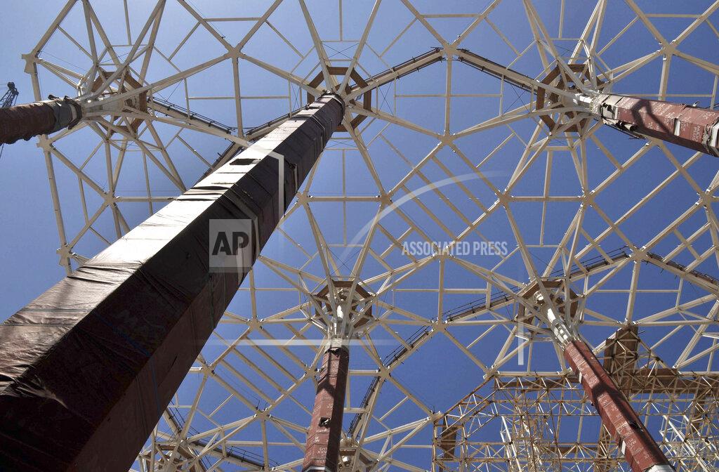 Sidali Djarboub *File* In this Saturday, Jan. 7, 2017 file photo, the Mosque of Algiers is under construction in Algiers. Algeria's prime minister is finally to inaugurate a landmark mosque Wednesday that was completed last year but shuttered because of coronavirus. (AP Photo/Sidali Djarboub)