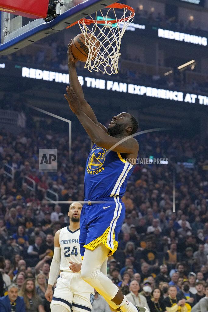 Tony Avelar Golden State Warriors forward Draymond Green (23) drives to the basket near Memphis Grizzlies forward Dillon Brooks (24) during the first half of Game 6 of an NBA basketball Western Conference playoff semifinal in San Francisco, Friday, May 13, 2022. (AP Photo/Tony Avelar)