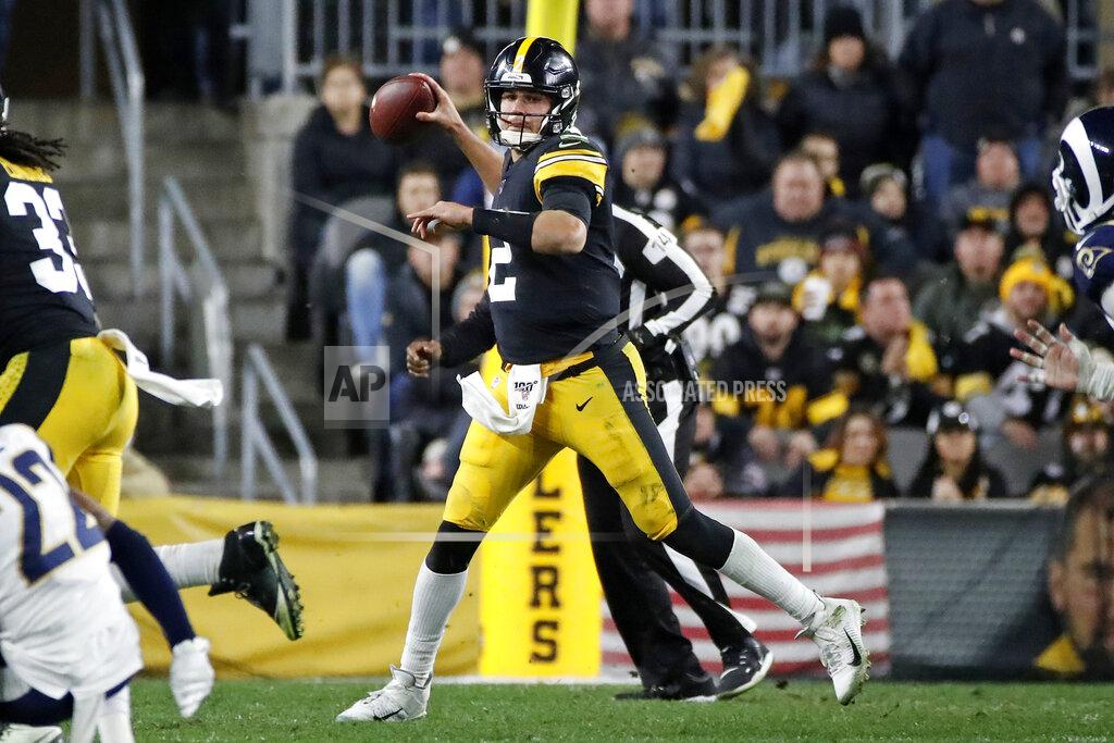 Don Wright Pittsburgh Steelers quarterback Mason Rudolph (2) throws a pass during the second half of an NFL football game against the Los Angeles Rams in Pittsburgh, Sunday, Nov. 10, 2019. (AP Photo/Don Wright)