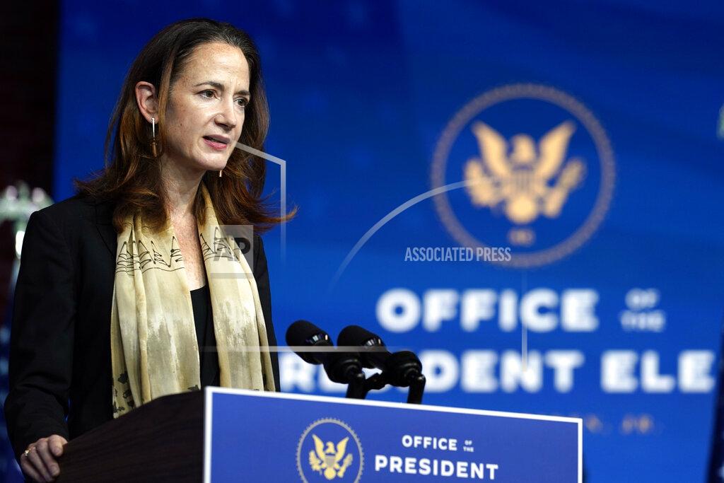President-elect Joe Biden's Director of National Intelligence nominee Avril Haines speaks at The Queen theater, Tuesday, Nov. 24, 2020, in Wilmington, Del. (AP Photo/Carolyn Kaster)