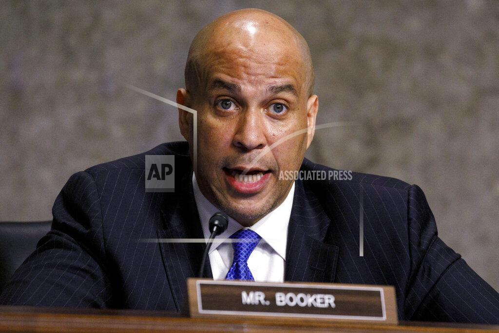 Jacquelyn Martin FILE - Sen. Cory Booker, D-N.J., speaks during a Senate Judiciary Committee hearing, July 22, 2020, on Capitol Hill in Washington. Booker is defending his seat against Republican challenger, Rik Mehta. (AP Photo/Jacquelyn Martin, File)