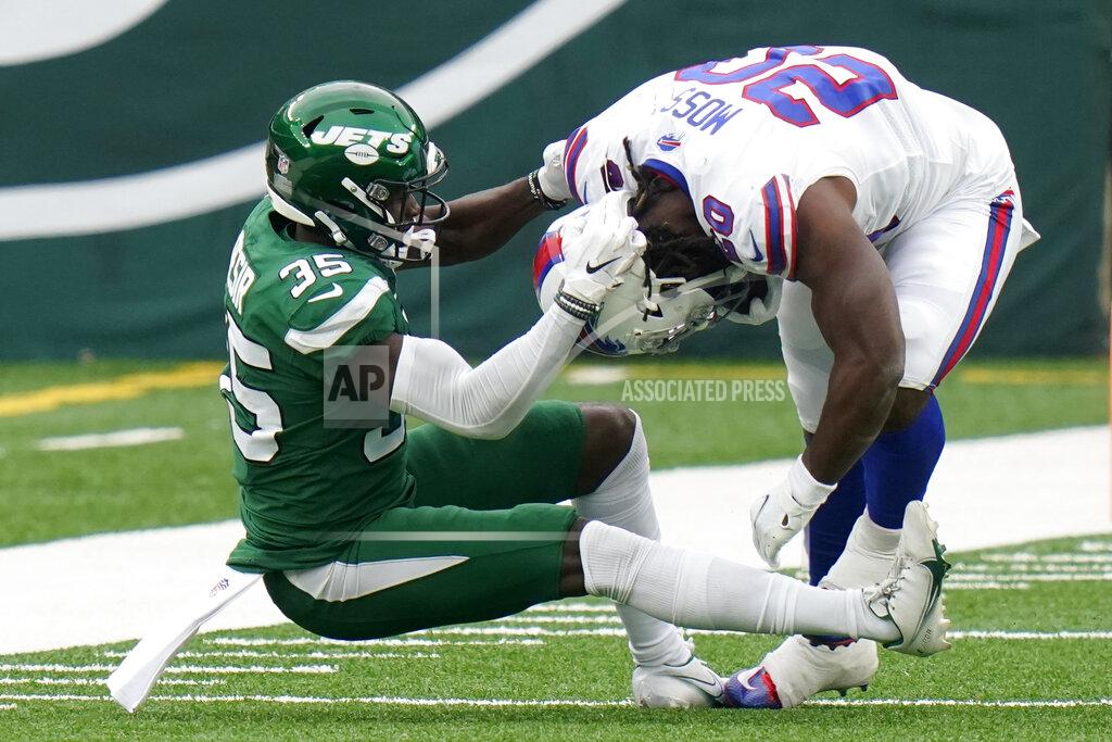 Frank Franklin Ii New York Jets' Pierre Desir, left, brings down Buffalo Bills' Zack Moss during the second half of an NFL football game, Sunday, Oct. 25, 2020, in East Rutherford, N.J. (AP Photo/Frank Franklin II)