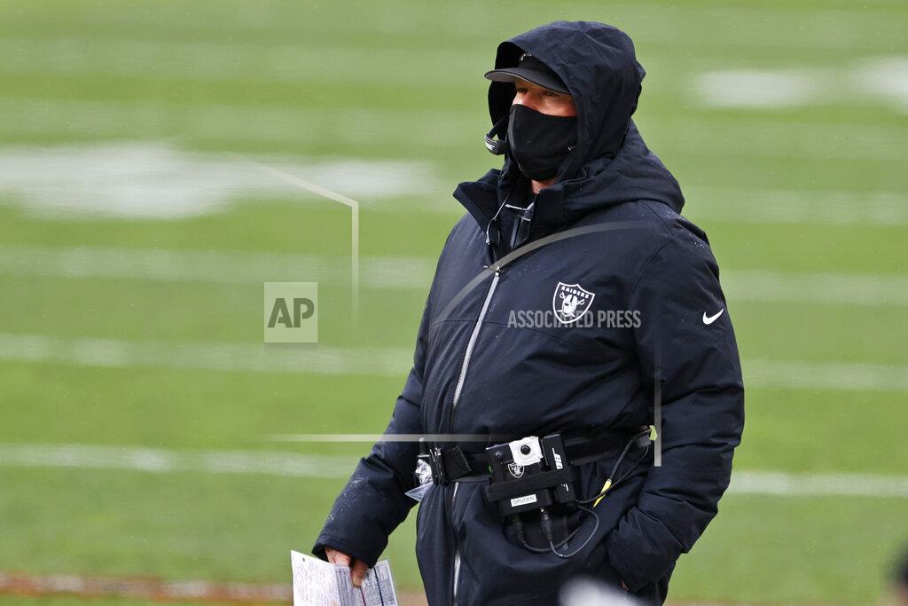 Ron Schwane Las Vegas Raiders head coach Jon Gruden watches during the first quarter of an NFL football game against the Cleveland Browns, Sunday, Nov. 1, 2020, in Cleveland. (AP Photo/Ron Schwane)