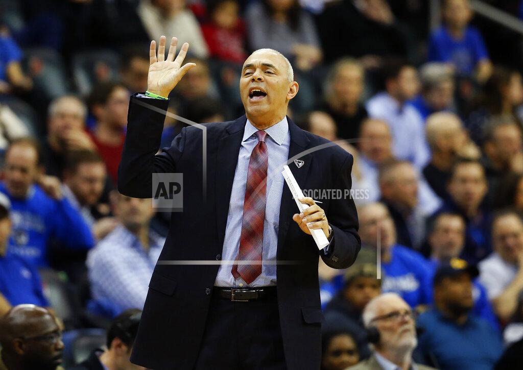 Noah K. Murray DePaul's head coach Dave Leitao instructs his players against the Seton Hall during the first half of an NCAA college basketball game Wednesday, Jan. 29, 2020 in Newark, N.J. (AP Photo/Noah K. Murray)