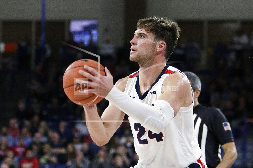 Young Kwak Gonzaga forward Corey Kispert (24) prepares to shoot during the second half of an NCAA college basketball game against Alabama State in Spokane, Wash., Tuesday, Nov. 5, 2019. Gonzaga won 95-64. (AP Photo/Young Kwak)