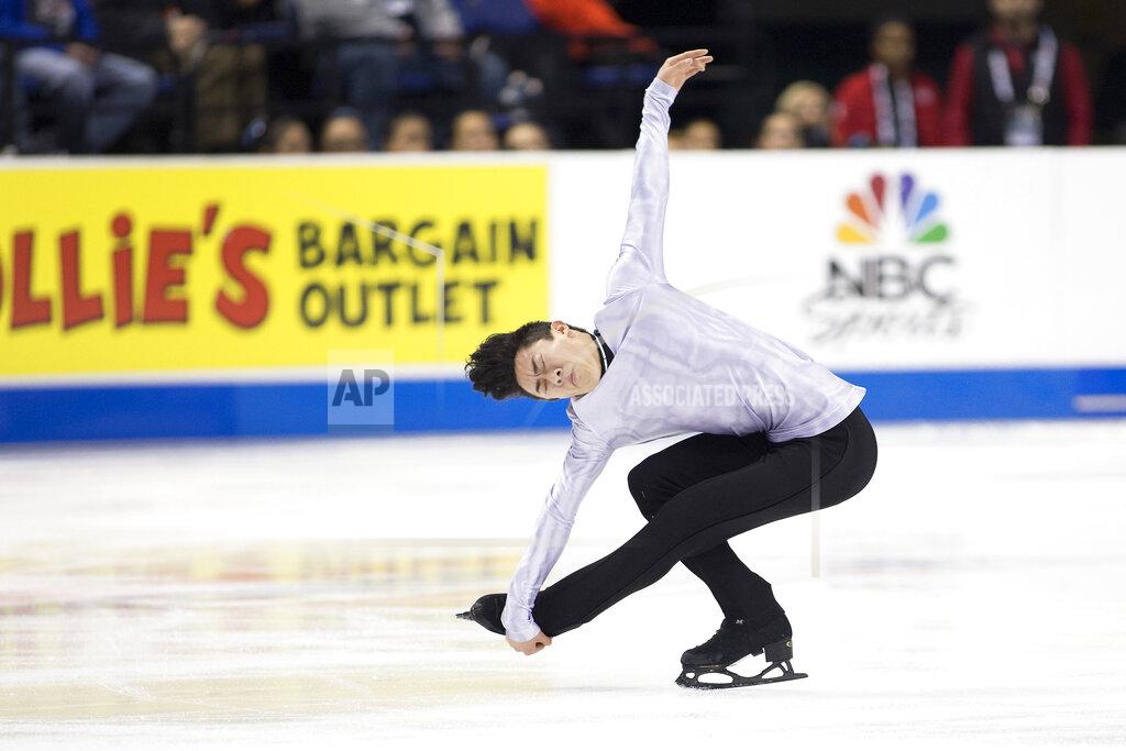 Lynn Hey FILE - In this Jan. 25, 2020, file photo, Nathan Chen performs during the senior men's short program at the U.S. Figure Skating Championships in Greensboro, N.C. When U.S. skaters and a few foreigners training in this country kick off the season at Skate America this weekend, it could be a rare opportunity to display their wares. So they will relish the chance to get on the ice for competition, knowing that two Grand Prix series events and the Grand Prix Final have been canceled due to the coronavirus pandemic, and prospects of national and word championships being held are uncertain.(AP Photo/Lynn Hey, File)
