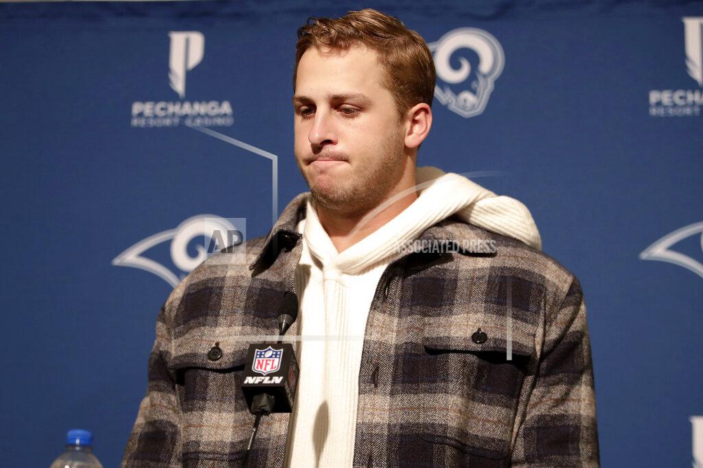 John Hefti Los Angeles Rams quarterback Jared Goff speaks at a news conference after the Rams lost to the San Francisco 49ers in an NFL football game in Santa Clara, Calif., Saturday, Dec. 21, 2019. (AP Photo/John Hefti)