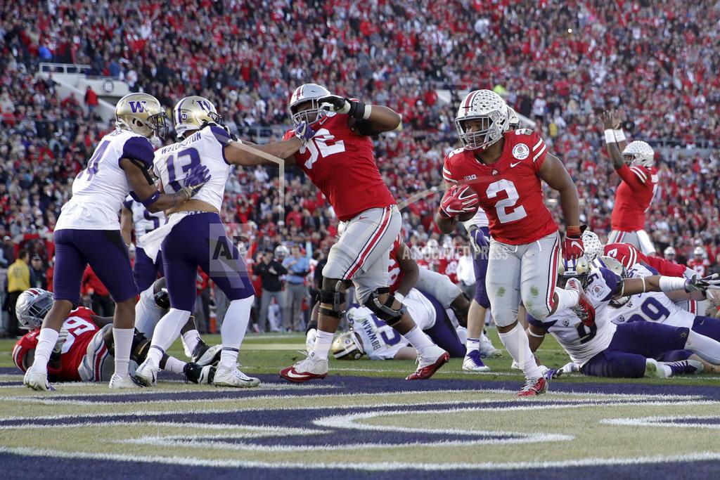 Jae C. Hong Ohio State running back J.K. Dobbins scores against Washington during the second half of the Rose Bowl NCAA college football game Tuesday, Jan. 1, 2019, in Pasadena, Calif. (AP Photo/Jae C. Hong)