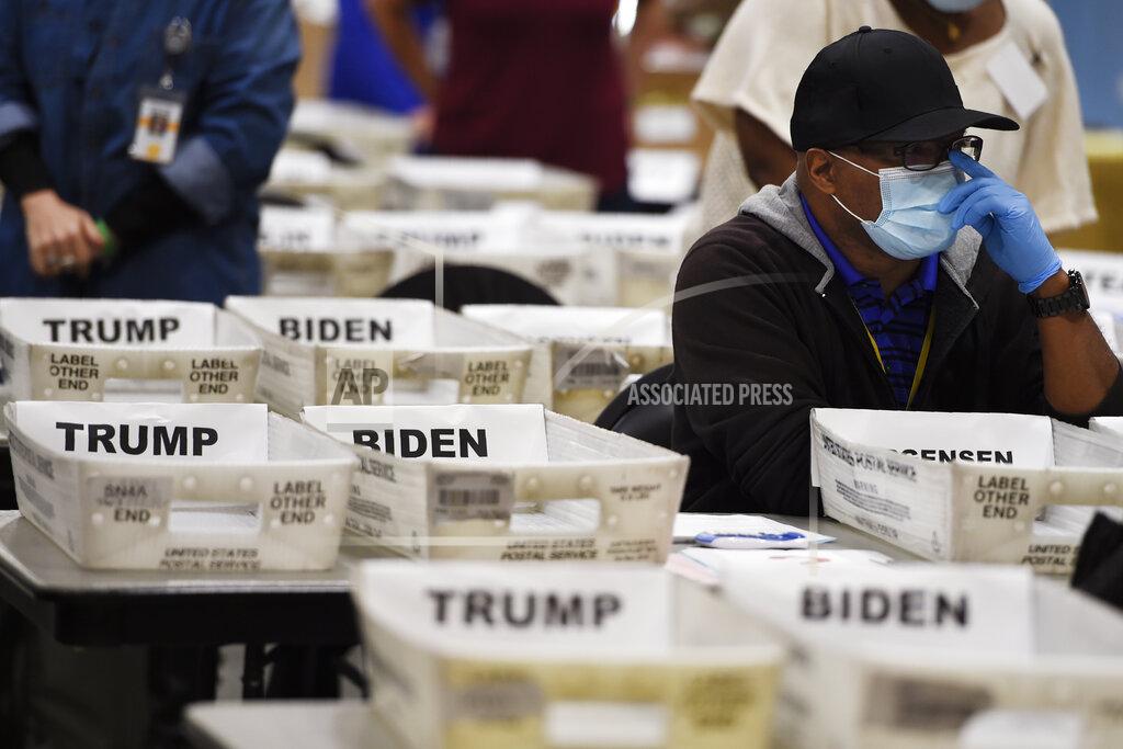 Mike Stewart Cobb County Election official sort ballots during an audit, Friday, Nov. 13, 2020, in Marietta, Ga. (AP Photo/Mike Stewart)