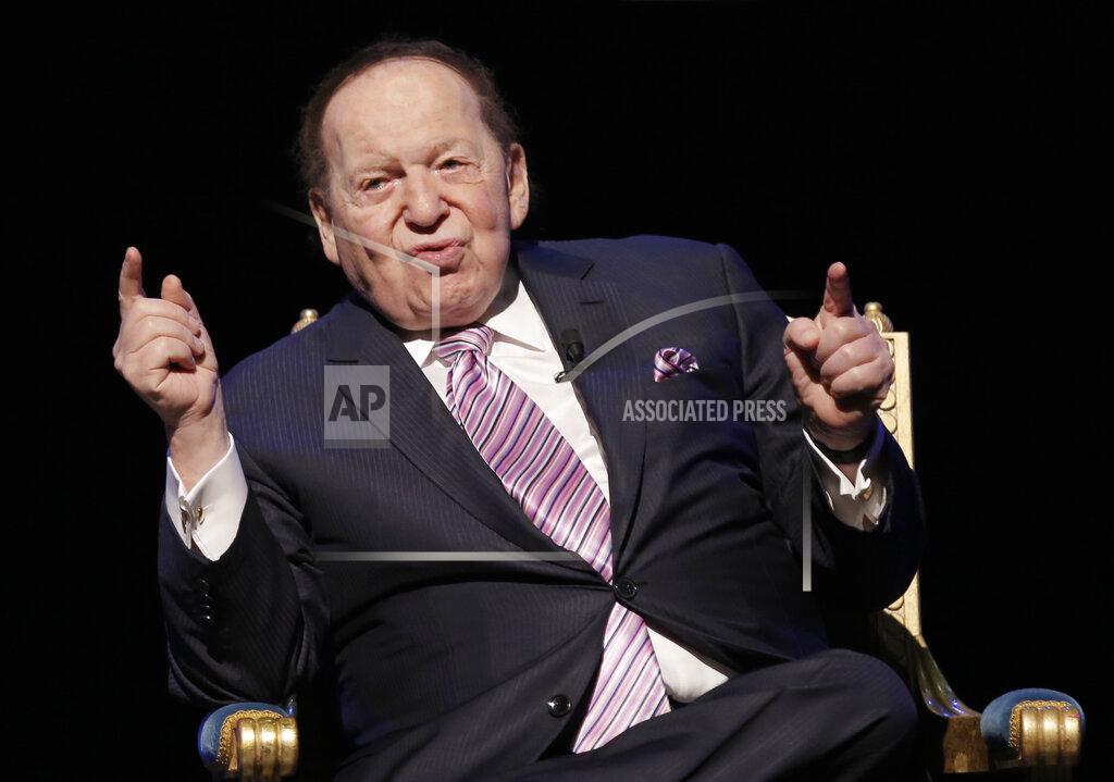 FILE - In this Sept. 13, 2016 file photo, U.S. billionaire Sheldon Adelson speaks during a news conference for the opening of Parisian Macao in Macau. Adelson, the billionaire mogul and power broker who built a casino empire spanning from Las Vegas to China and became a singular force in domestic and international politics has died after a long illness. (AP Photo/Kin Cheung, File)
