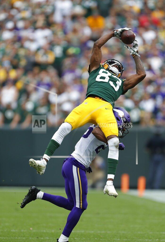 Matt Ludtke Minnesota Vikings' Trae Waynes breaks up a pass intended for Green Bay Packers' Marquez Valdes-Scantling during the second half of an NFL football game Sunday, Sept. 15, 2019, in Green Bay, Wis. (AP Photo/Matt Ludtke)