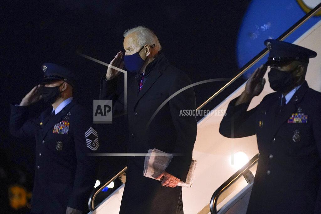 Patrick Semansky President Joe Biden steps off Air Force One at New Castle Airport in New Castle, Del., Friday, Feb. 5, 2021. Biden is spending the weekend at his home in Delaware. (AP Photo/Patrick Semansky)