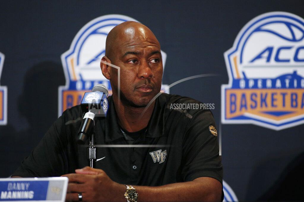 Nell Redmond Wake Forest coach Danny Manning listens to a question during the Atlantic Coast Conference NCAA college basketball media day in Charlotte, N.C., Tuesday, Oct. 8, 2019. (AP Photo/Nell Redmond)