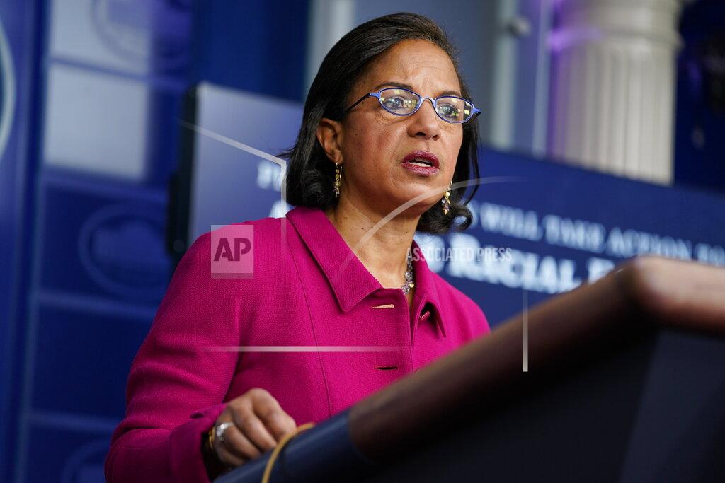 Evan Vucci White House Domestic Policy Adviser Susan Rice speaks during a press briefing at the White House, Tuesday, Jan. 26, 2021, in Washington. (AP Photo/Evan Vucci)