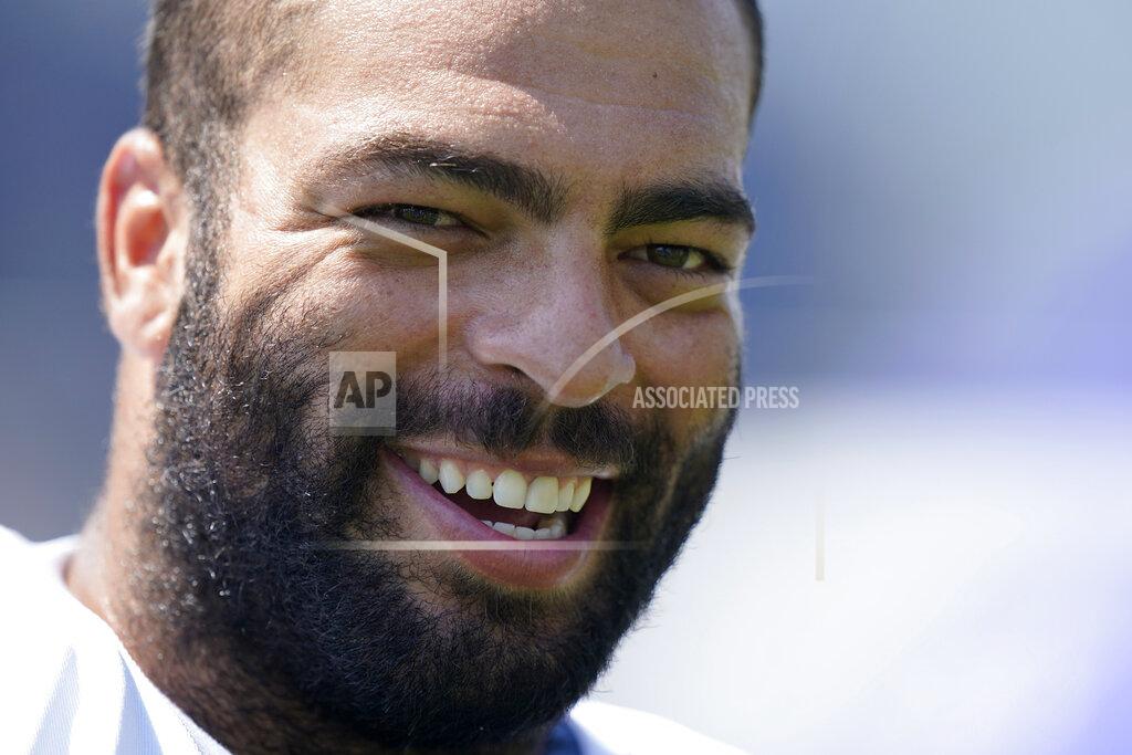 Steven Senne New England Patriots middle linebacker Kyle Van Noy faces reporters following a joint NFL football practice with the New York Giants, Thursday, Aug. 26, 2021, in Foxborough, Mass. (AP Photo/Steven Senne)