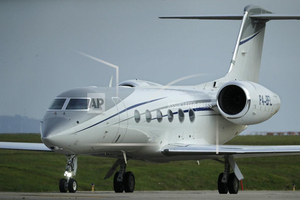Lalo R. Villar A private jet with Spain's former King Juan Carlos on board taxis after landing at the Peinador airport in Vigo, north western Spain, Thursday, May 19, 2022. Spain's former King has returned to Spain Thursday for his first visit since leaving nearly two years ago amid a cloud of financial scandals. (AP Photo/Lalo R. Villar)