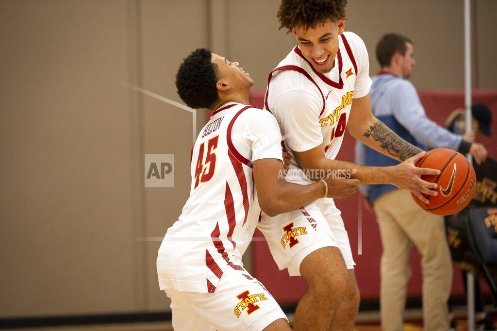 Brian Powers Iowa State sophomore guard Rasir Bolton plays with freshman guard Nate Jenkins during media day for the NCAA college basketball team, Wednesday, Oct. 16, 2019, in Ames, Iowa (Brian Powers/The Des Moines Register via AP)