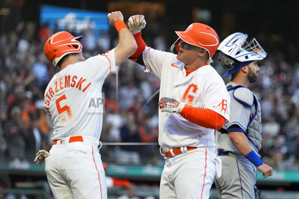 Tony Avelar San Francisco Giants' Joc Pederson, right, is congratulated by Mike Yastrzemski (5) as he crosses home plate after hitting a two-run home run against the New York Mets during the third inning of a baseball game in San Francisco, Tuesday, May 24, 2022. (AP Photo/Tony Avelar)