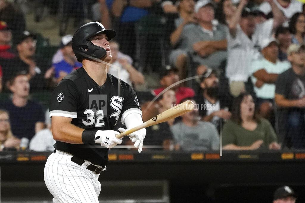 Charles Rex Arbogast Chicago White Sox's Gavin Sheets watches his three-run home run off Los Angeles Angels relief pitcher Andrew Wantz during the third inning of a baseball game Tuesday, Sept. 14, 2021, in Chicago. (AP Photo/Charles Rex Arbogast)