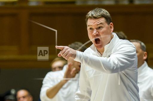 Arizona head coach Tommy Lloyd argues with an official during the second half of an NCAA college basketball game against Duke in Durham, N.C., Friday, Nov. 10, 2023. (AP Photo/Nell Redmond)