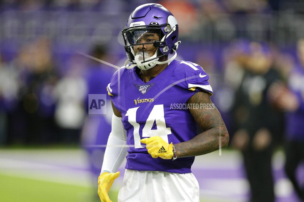 Andy Clayton-King FILE - In this Sunday, Dec. 29, 2019 file photo, Minnesota Vikings wide receiver Stefon Diggs runs on the field before an NFL football game against the Chicago Bears in Minneapolis. Stefon Diggs is getting his new beginning with the Buffalo Bills, and he isn’t dwelling on his acrimonious departure from the Minnesota Vikings. (AP Photo/Andy Clayton-King, File)