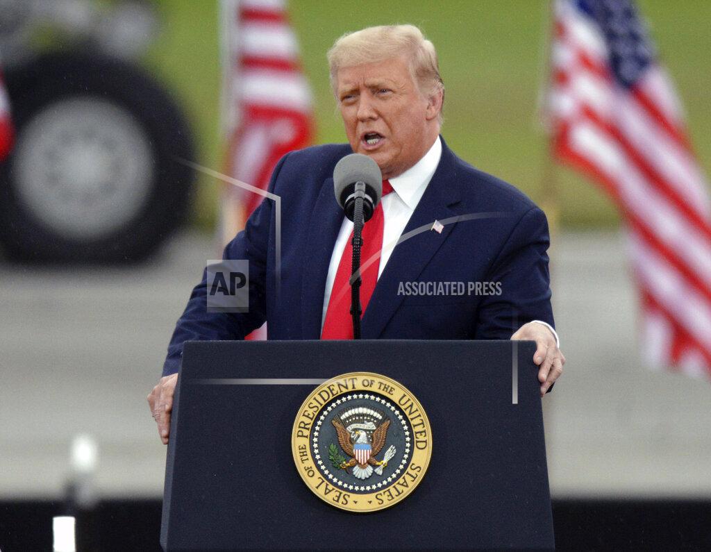 Jose Juarez President Donald Trump speaks during a rally at MBS International Airport, Thursday, Sept. 10, 2020, in Freeland, Mich. (AP Photo/Jose Juarez)