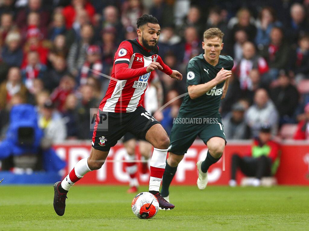 Mark Kerton Southampton's Sofiane Boufal, left, and Newcastle United's Matt Ritchie battle for the ball during the English Premier League soccer match between Southampton and Newcastle United, at St Mary's Stadium, in Southampton, England, Saturday March 7, 2020. (Mark Kerton/PA via AP)
