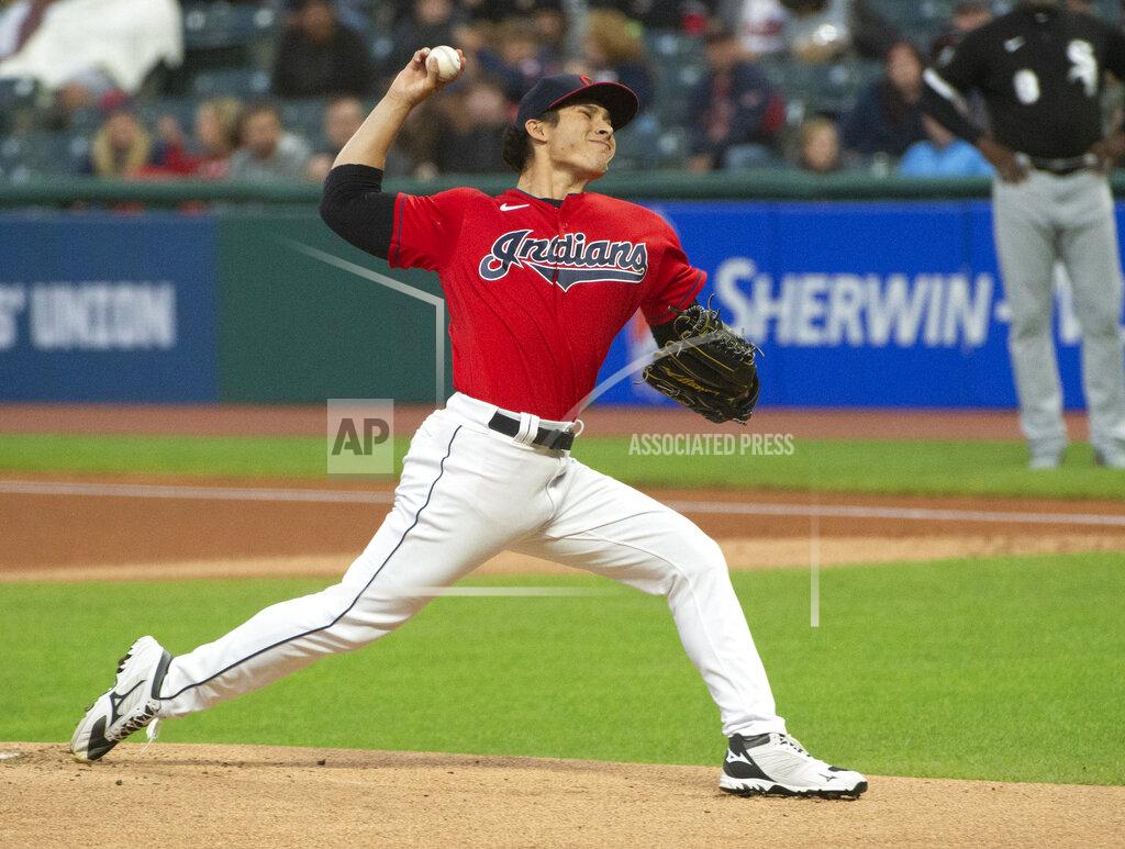 Phil Long Cleveland Indians starting pitcher Eli Morgan delivers against the Chicago White Sox during the first inning of a baseball game in Cleveland, Saturday, Sept. 25, 2021. (AP Photo/Phil Long)