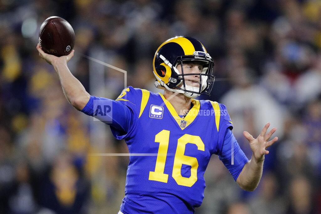 Jae C. Hong Los Angeles Rams quarterback Jared Goff passes against the Dallas Cowboys during the first half in an NFL divisional football playoff game Saturday, Jan. 12, 2019, in Los Angeles. (AP Photo/Jae C. Hong)