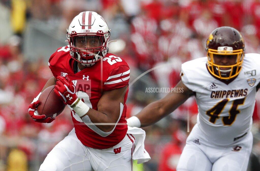 Morry Gash Wisconsin's Jonathan Taylor runs during the first half of an NCAA college football game against Central Michigan Saturday, Sept. 7, 2019, in Madison, Wis. (AP Photo/Morry Gash)