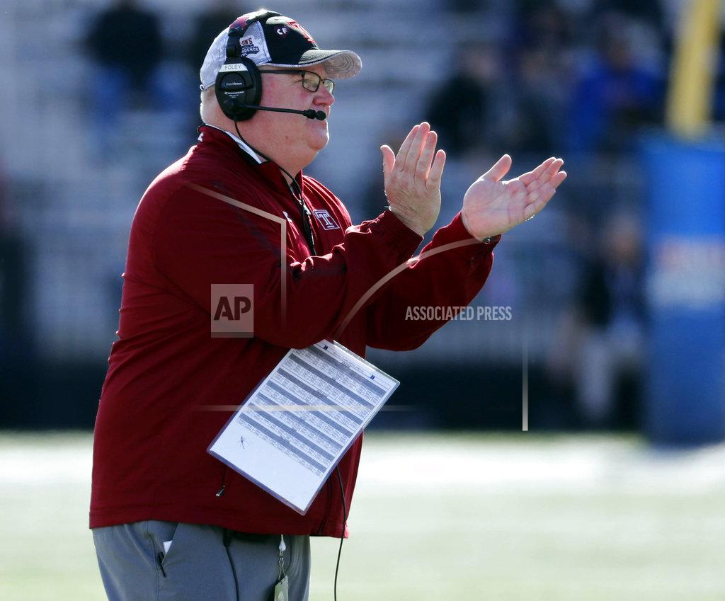 Rogelio V. Solis Temple head coach Ed Foley cheers his players on against Duke during the first half of the Independence Bowl, an NCAA college football game against Temple, in Shreveport, La., Thursday, Dec. 27, 2018. Duke won 56-27. (AP Photo/Rogelio V. Solis)
