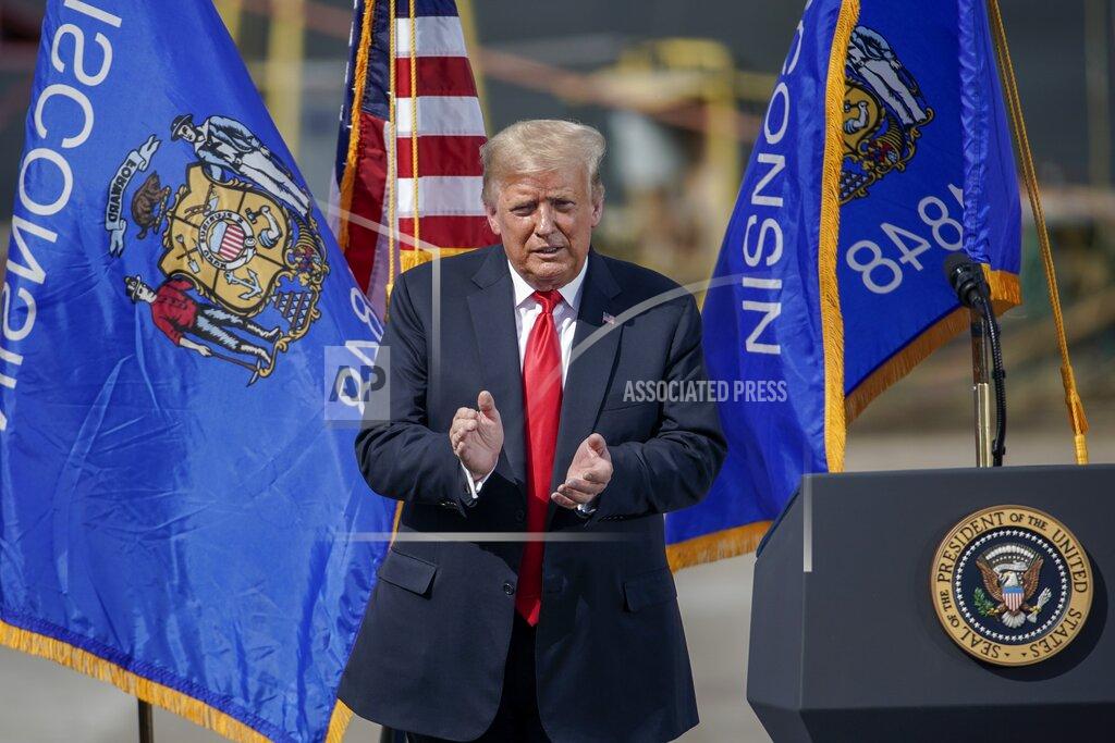 Morry Gash President Donald Trump speaks at an event at Fincantieri Marinette Marine, Thursday, June 25, 2020, in Marinette, Wis. (AP Photo/Morry Gash)