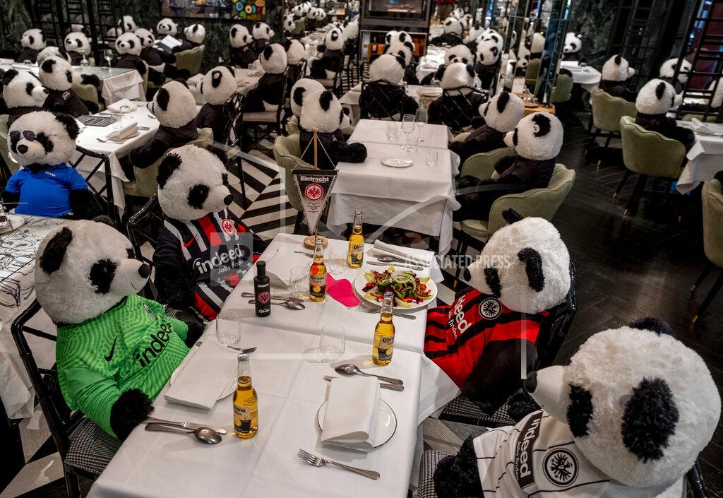 Michael Probst FILE - In this Nov. 24, 2020 file photo, plush pandas and Corona beer bottles decorate the tables of a closed restaurant in Frankfurt, Germany. Restaurants all over Germany were closed as a partial lockdown began in November to avoid the further outspread of the coronavirus. More than 50,000 people have died after contracting COVID-19 in Germany, a number that has risen swiftly over recent weeks as the country has struggled to bring down infection figures. (AP Photo/Michael Probst, File)