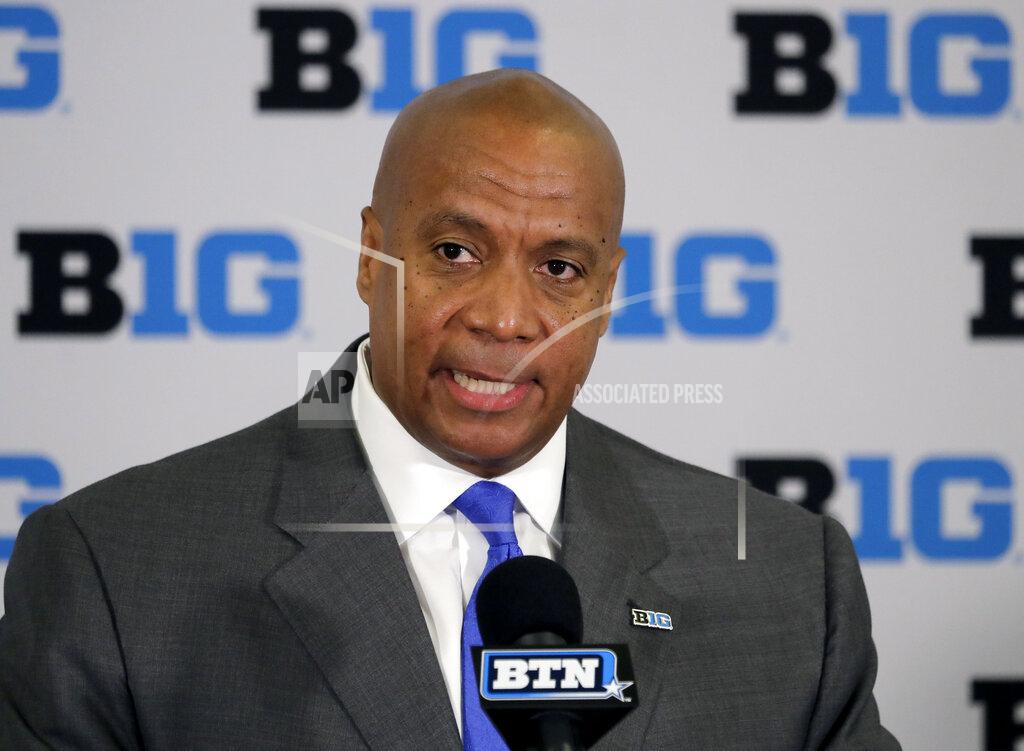 Charles Rex Arbogast FILE - In this June 4, 2019, file photo, Kevin Warren talks to reporters after being named Big Ten Conference Commissioner during a news conference in Rosemont, Ill. Leaders of six state legislatures in the Big Ten footprint have sent a letter to commissioner Kevin Warren asking the conference to reconsider its decision to cancel the fall football season. The letter is written on the letterhead of Michigan House speaker Lee Chatfield and also signed by statehouse leaders from Iowa, Minnesota, Ohio, Wisconsin and Pennsylvania. (AP Photo/Charles Rex Arbogast, File)