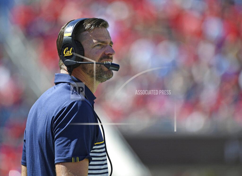 Thomas Graning California head coach Justin Wilcox watches on during the first half of an NCAA college football game against Mississippi in Oxford, Miss., Saturday, Sept. 21, 2019. (AP Photo/Thomas Graning)