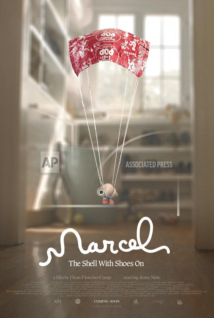 Uncredited This image released by A24 shows promotional art for "Marcel the Shell with Shoes On," releasing June 24. (A24 via AP)