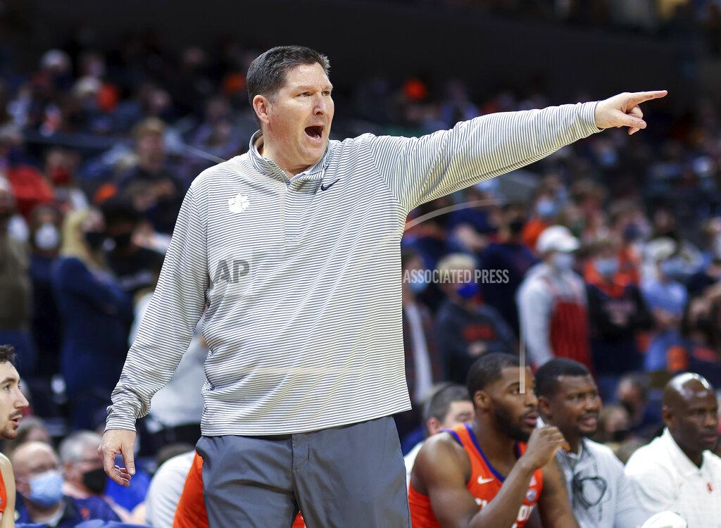 Andrew Shurtleff Clemson coach Brad Brownell reacts to a call during the team's NCAA college basketball game against Virginia in Charlottesville, Va., Wednesday, Dec. 22, 2021. (AP Photo/Andrew Shurtleff)