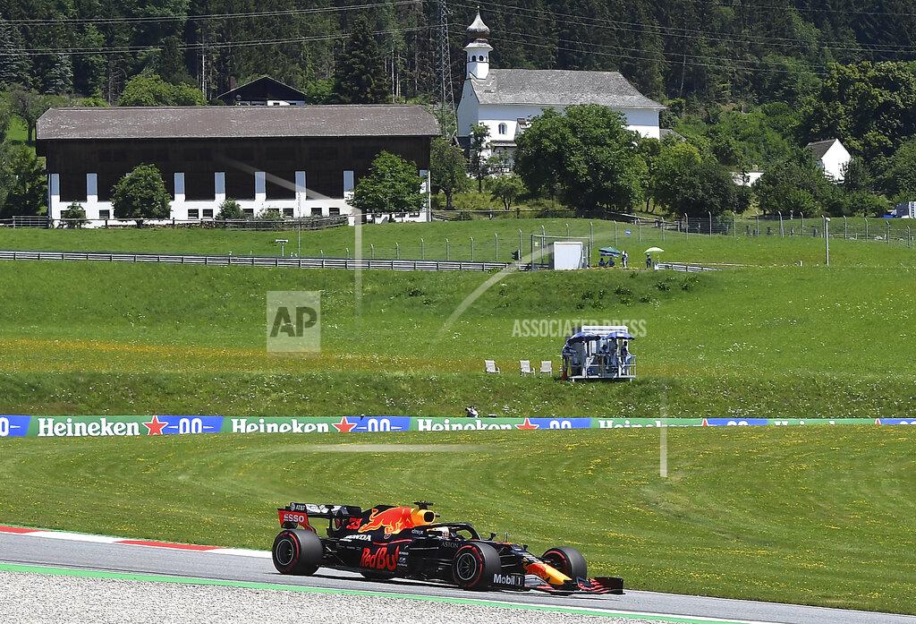Joe Klamar Red Bull driver Max Verstappen of the Netherlands steers his car during the first practice session for the Styrian Formula One Grand Prix at the Red Bull Ring racetrack in Spielberg, Austria, Friday, July 10, 2020. The Styrian F1 Grand Prix will be held on Sunday. (Joe Klamar/Pool via AP)