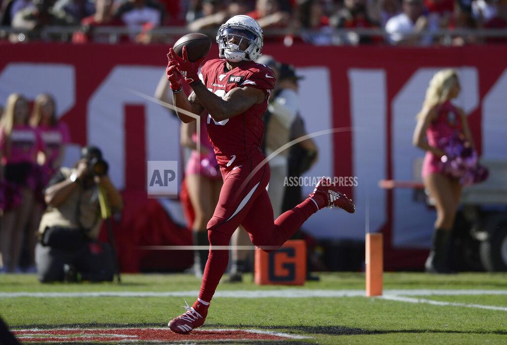 Jason Behnken Arizona Cardinals wide receiver Christian Kirk (13) pulls in a 33-yard touchdown pass from quarterback Kyler Murray during the first half of an NFL football game against the Tampa Bay Buccaneers Sunday, Nov. 10, 2019, in Tampa, Fla. (AP Photo/Jason Behnken)