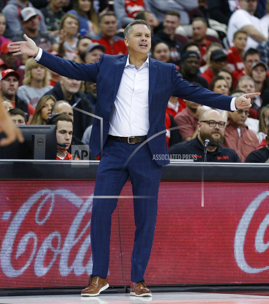 Jay Laprete Ohio State head coach Chris Holtmann instructs his team against Stetson during the first half of an NCAA college basketball game Monday, Nov. 18, 2019, in Columbus, Ohio. (AP Photo/Jay LaPrete)