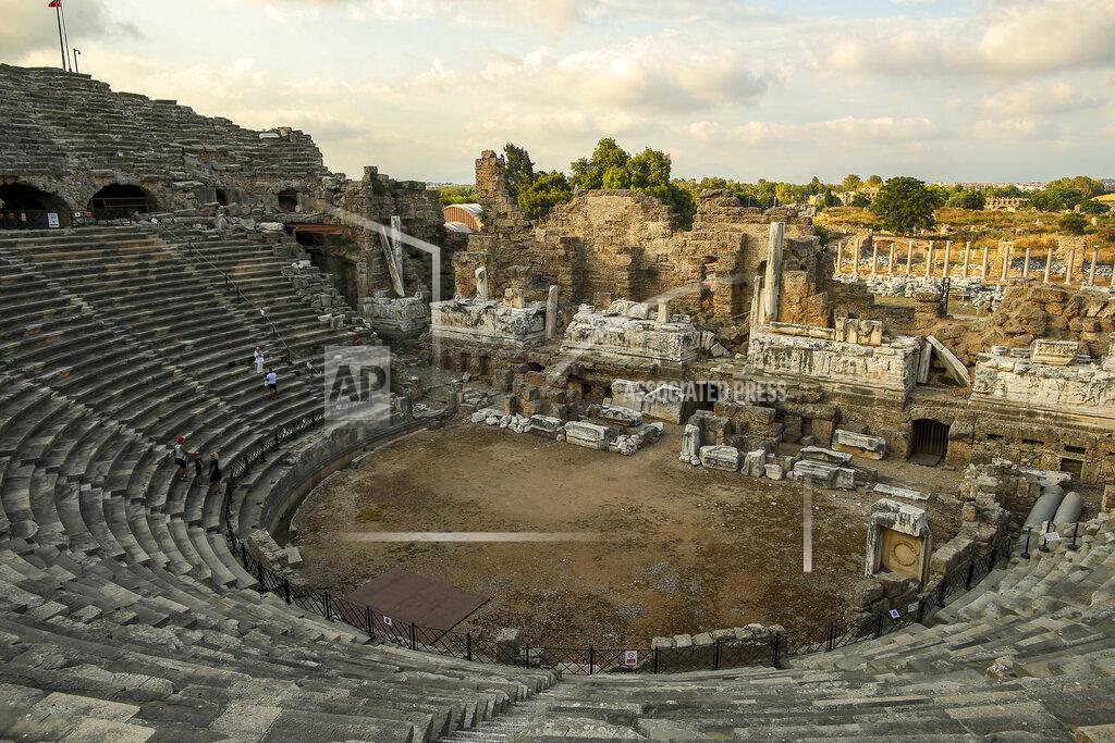 Emrah Gurel A partial view of the ancient Roman theatre in Antalya, southern Turkey, on Sunday, June 20, 2021. Hotels in Turkey's Antalya region, a destination beloved by holidaymakers, are preparing to finally resume operations as they expect the return of international tourists after months of setbacks caused by the pandemic that halted travel. (AP Photo/Emrah Gurel)