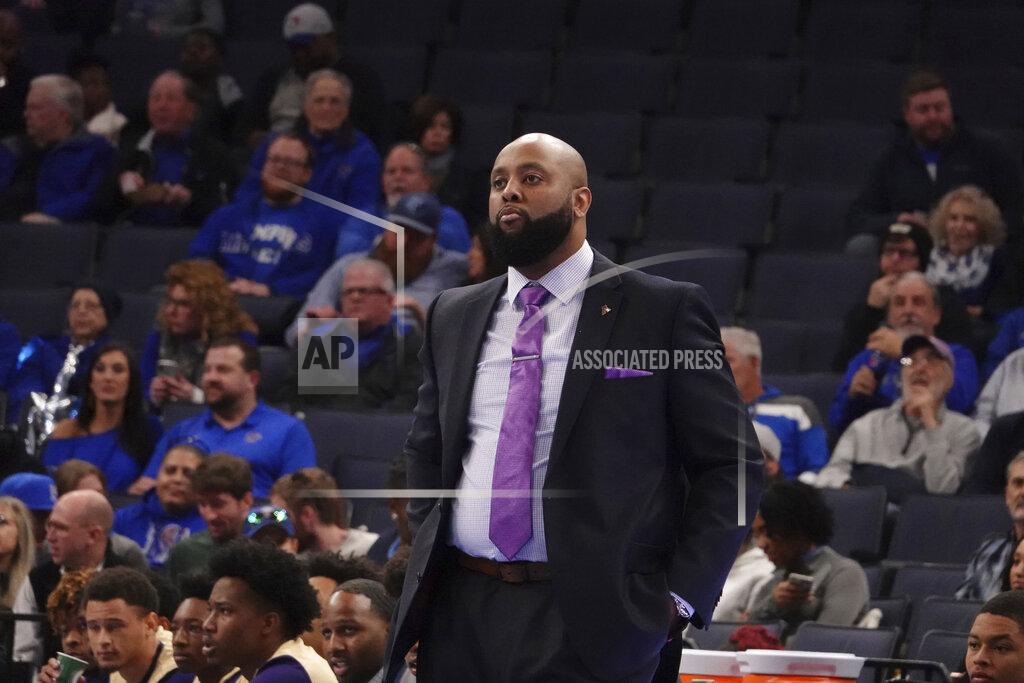 Karen Pulfer Focht Alcorn State head coach Montez Robinson in the first half of an NCAA college basketball game against Memphis Saturday, Nov. 16, 2019, in Memphis, Tenn. (AP Photo/Karen Pulfer Focht)